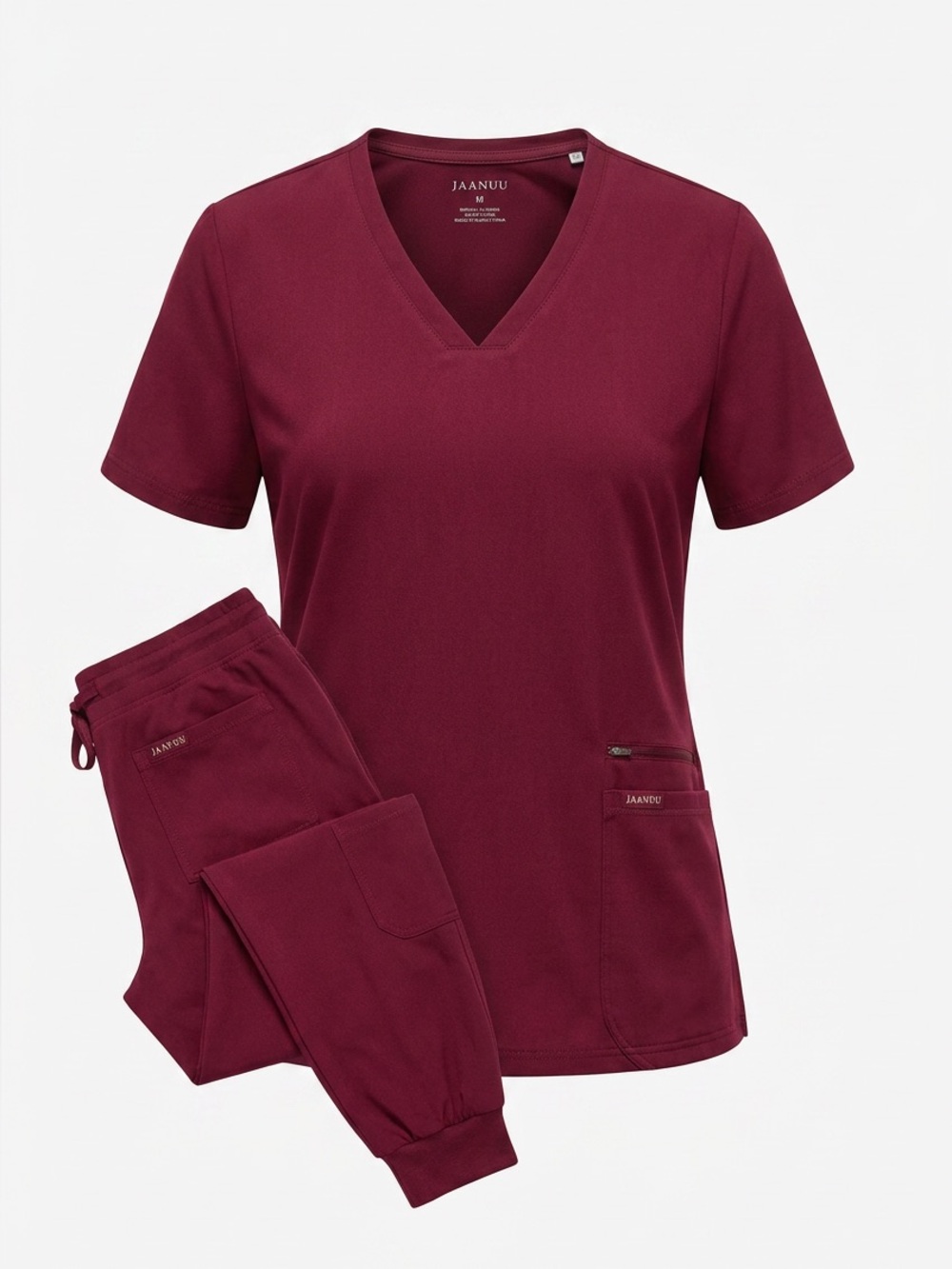 Jaanuu burgundy scrub set mixed sizes top 2x, pants 1x